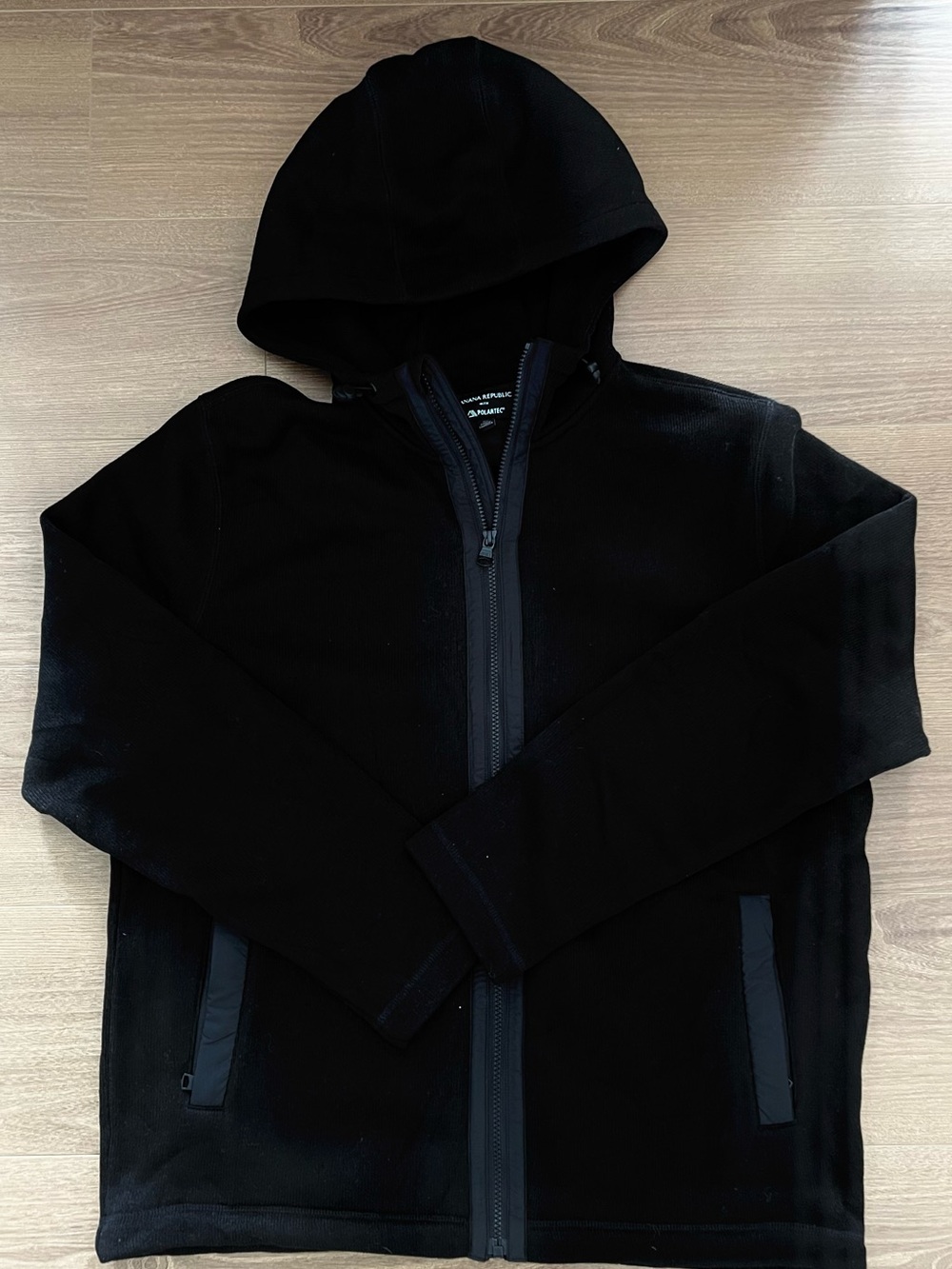 Banana Republic Polartec Fleece Full Zip Hoodie Jacket Mens XL Black EUC